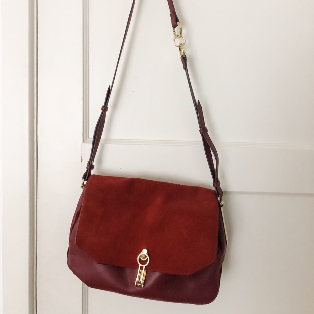 Zara Maroon Suede Bag